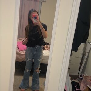 Women's Distressed Blue Jeans
